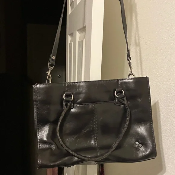 ☑️PATRICIA NASH BURNISHED ALL LEATHER ADELINE TOTE  BAG black - Picture 8 of 11